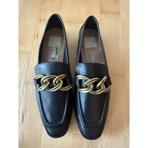 Dolce Vita Crys Loafer Black Gold Chain Flats 7.5